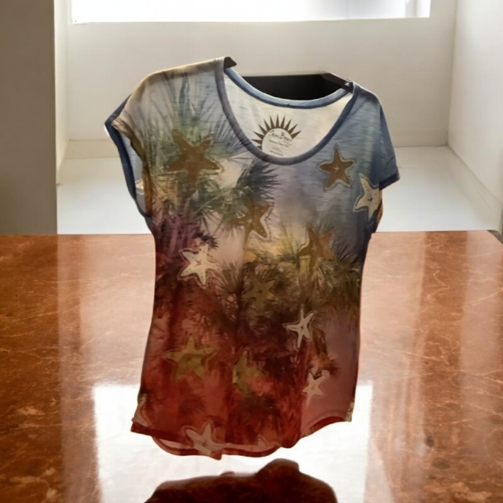 Sun Bay shirt short sleeves’. Blue red gold starfish NWT size small. 38$…